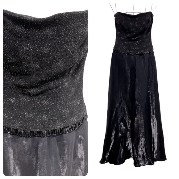 SCOTT MCLINTOCK Millennium 2000 Black Starburst Beaded Evening Gown Size 6 - Picture 1 of 13